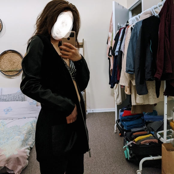 Michael Kors XXS black leather/knitted sweater - Picture 3 of 6